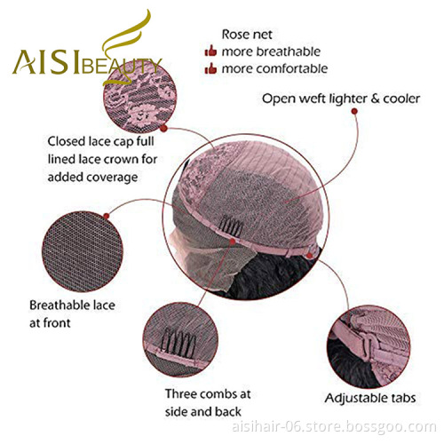 Aisi Beauty Cheap Vendor Long Wavy Kinky Curly Water Wave Black Brown Swiss Lace Synthetic Hair For Black Women Lace Front Wig